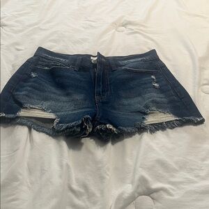 SO Dark Blue Distressed Jean Shorts